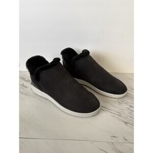 OluKai Malua Hulu Genuine Shearling Waterproof Slip-On Sneaker - 6 Black Leather